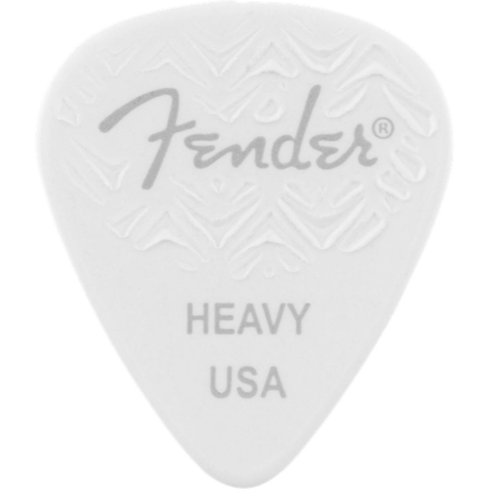 Fender 351 Shape Wavelength Celluloid Guitar Picks, Heavy, White, 6-Pack