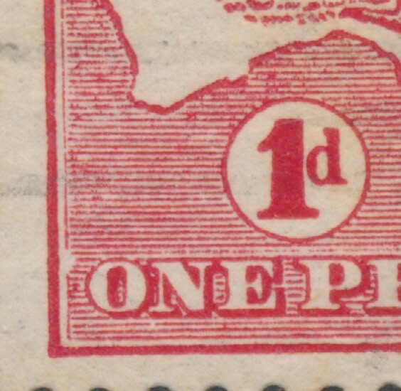 Australia 1913 Kangaroo 1d Red ACSC 3(E)e Large White Flaw in inner frame