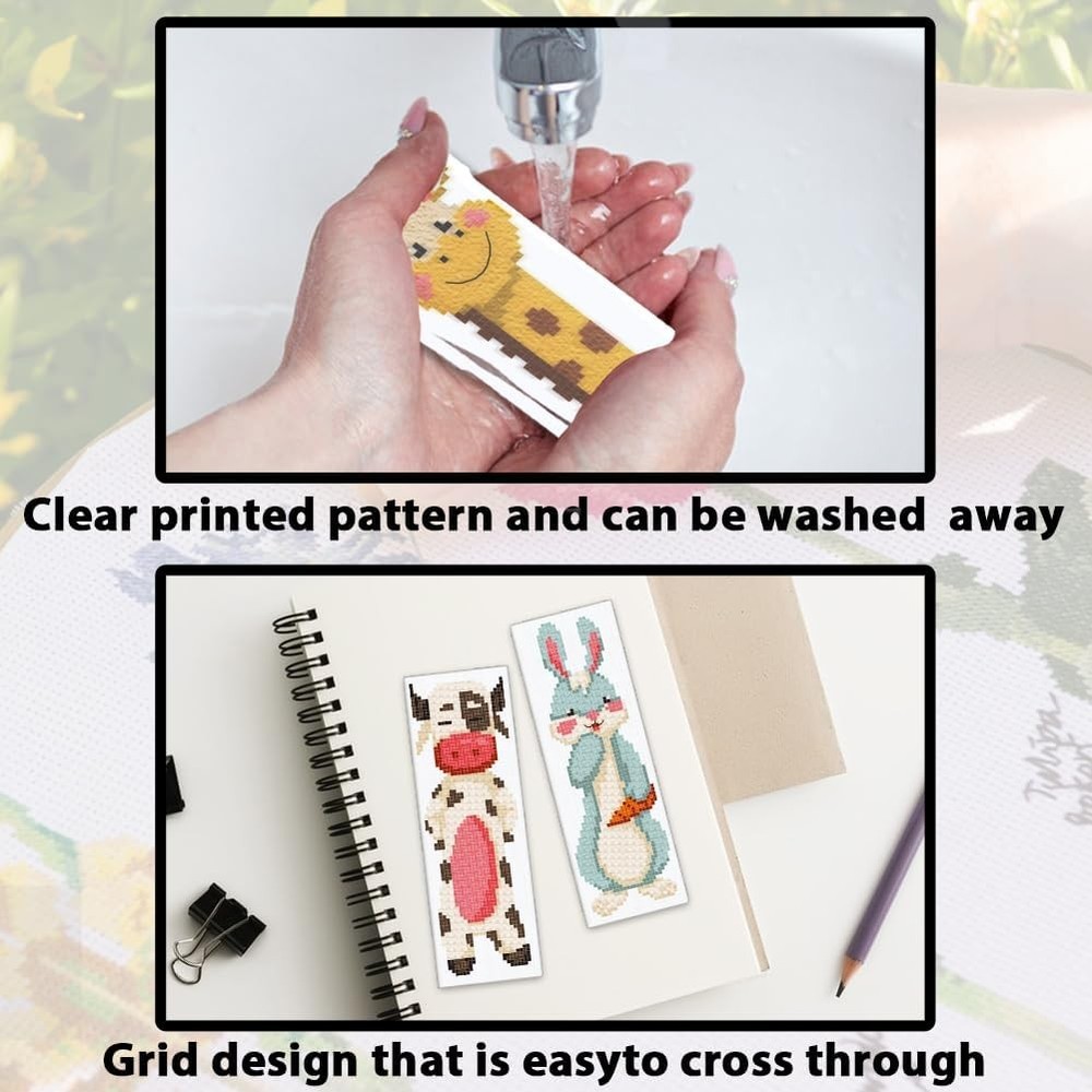 ACRNIGHEET 12PCS Cross Stitch Bookmark Kit for 8.5''X3'', Animals Pattern