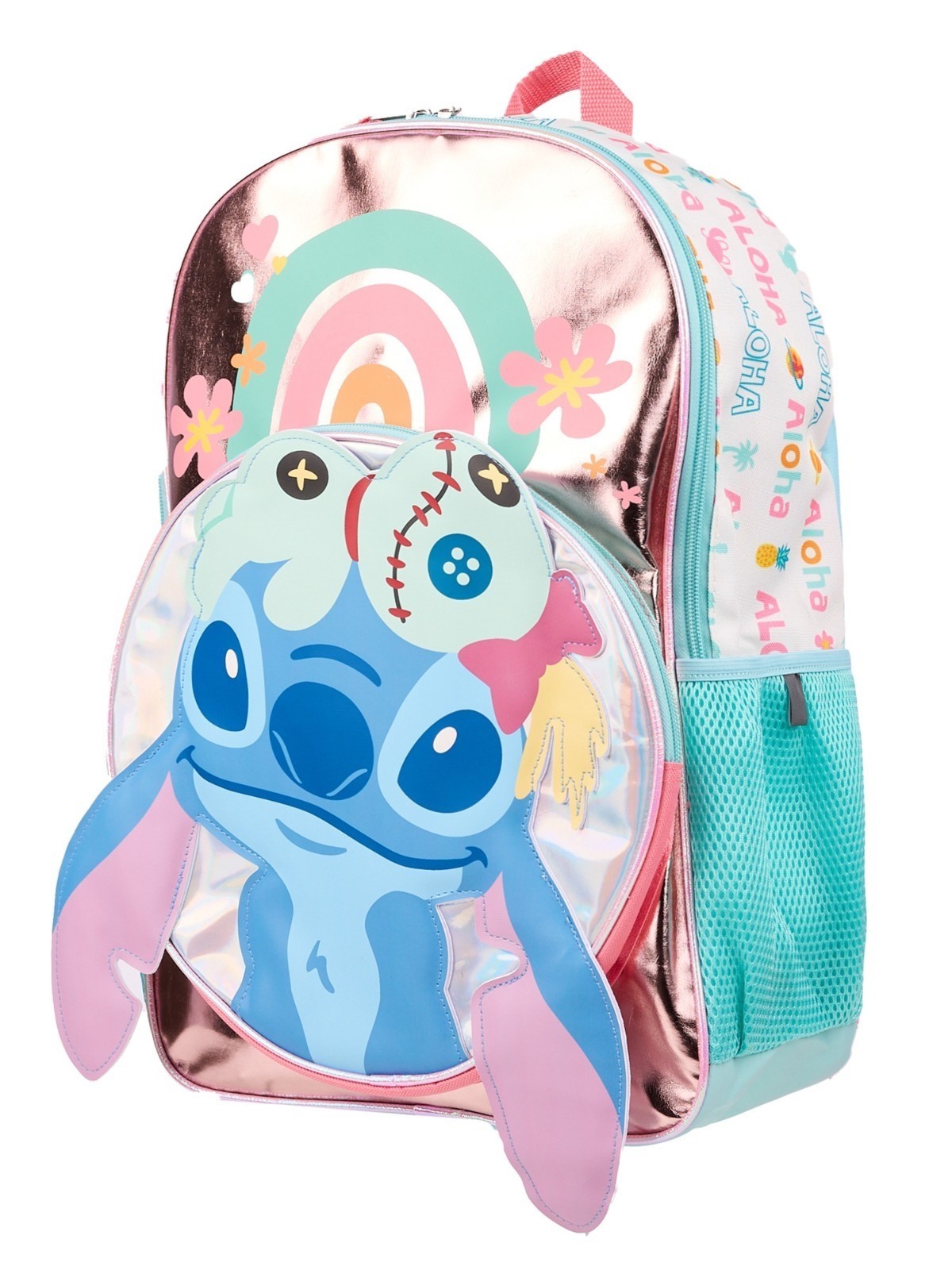 Disney Lilo & Stitch Girls' 17" Iridescent Rainbow Scrump Backpack NEW