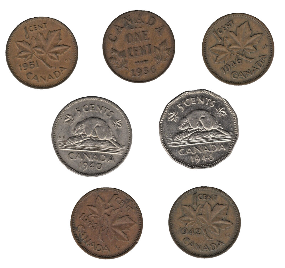 Canada One & Five Cent Coins – Mixed Dates Bulk Lot