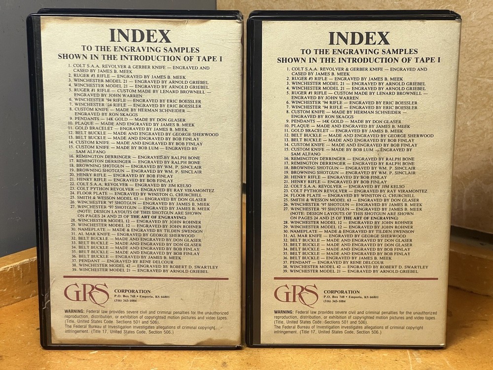 GRS Engraving Methods & Techniques VHS Tape by DON GLOSER ~