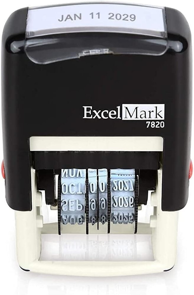 ExcelMark 7820 Self-Inking Rubber Date Stamp-(Black Ink)