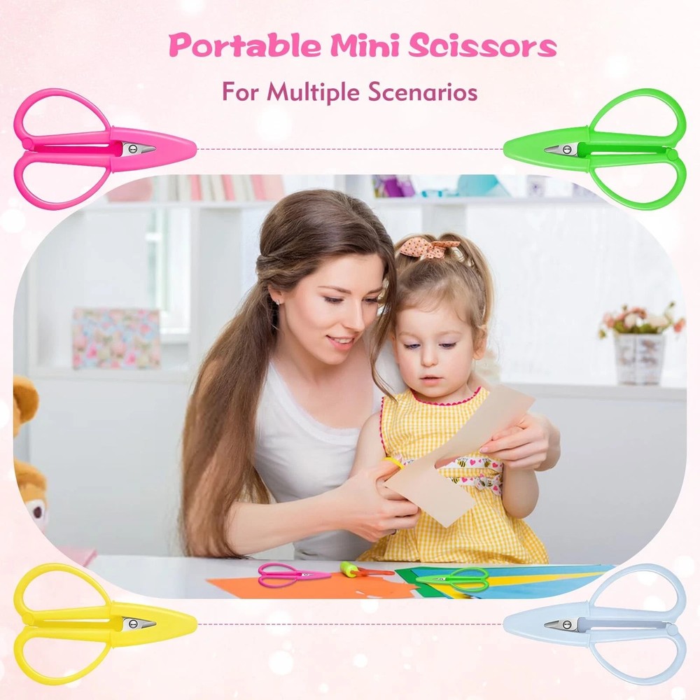 4 Pack Mini Scissors - Small Sharp Scissors All Purpose with Cover Tiny Detail S