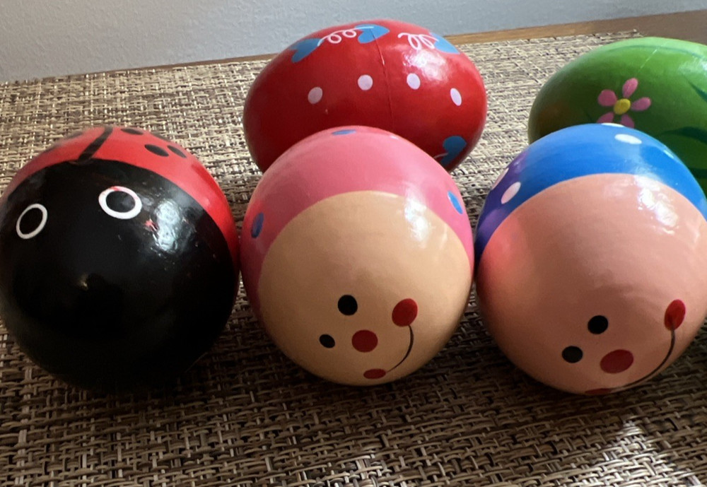 6 Pieces Easter Wooden Eggs Shakers Musical Instruments Decorations Percussion