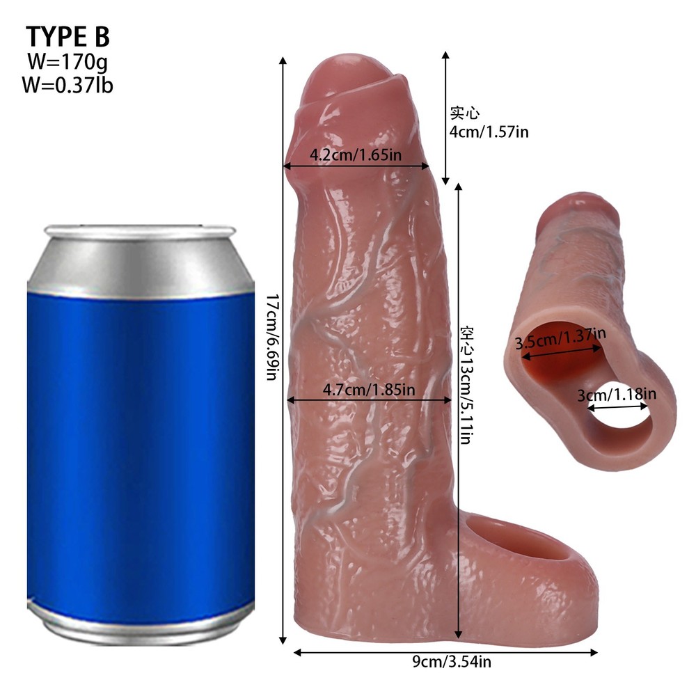 Silicone Realistic Penis Sleeve Male Dick Delayed Ejaculation Textured Condom