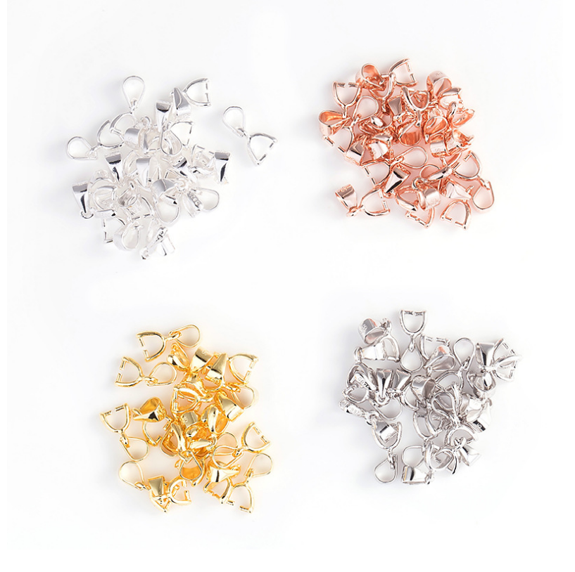 925 Sterling Silver Pinch Clip Bail Clasp Charm Pendant Connector DIY Finding