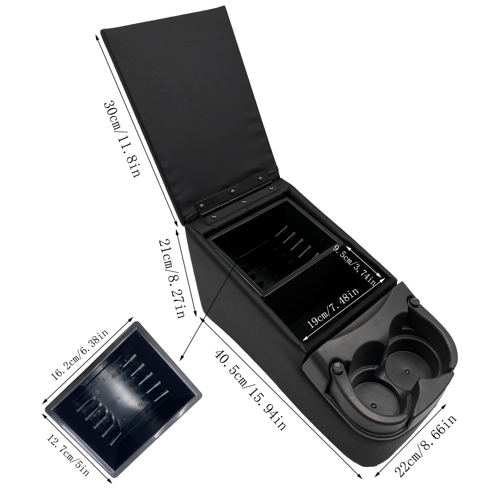 Universal Truck Seat/Bench Center Console Organizer With Cup Holders,Black