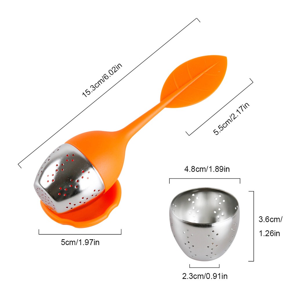 Silicone Loose Leaf Tea Infuser Stainless Spice Filter Diffuser Orange+Green+Red