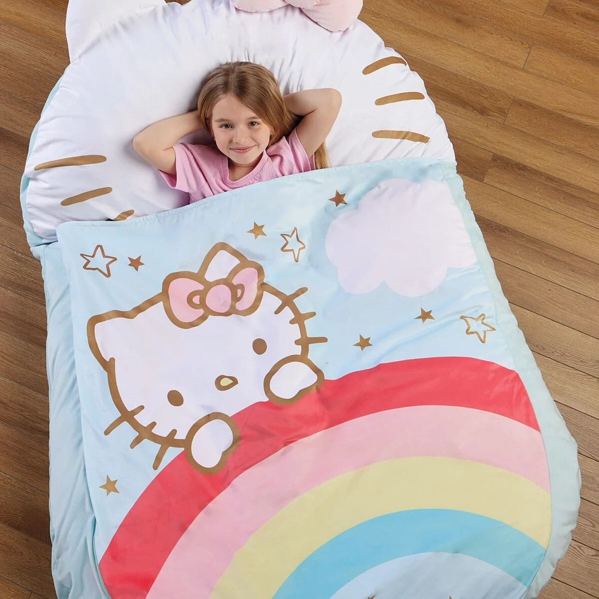 Hello Kitty Rainbow Floor Lounger - 47" x 69" Plush Kids Sleeping Bag Bed Seat