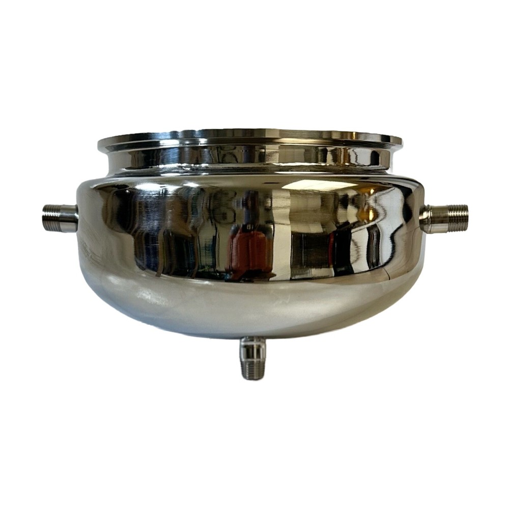 Jacketed Hemispherical Splatter Platter Reducer with 1/2" MNPT Drain Port