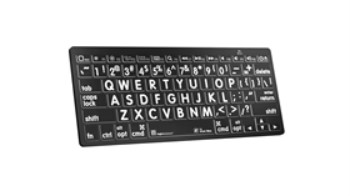 Large Print - White on Black Mini Bluetooth Keyboard - Mac
