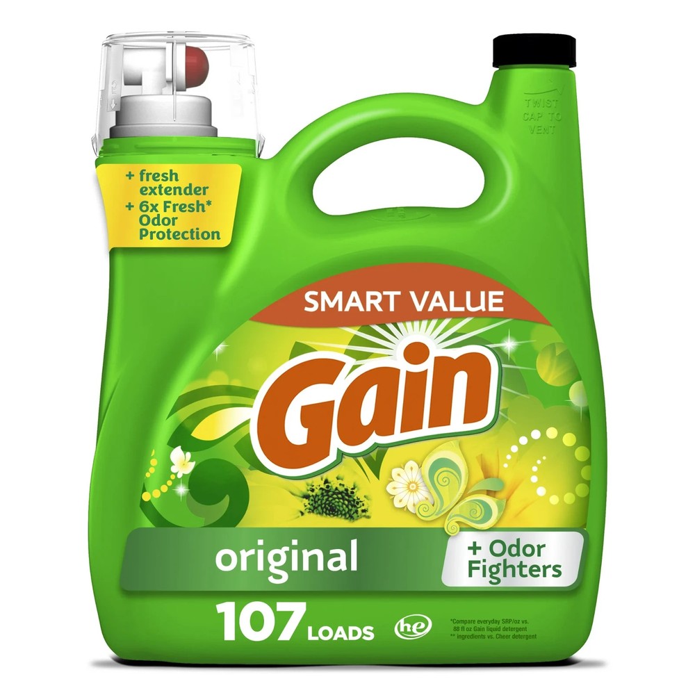 3 Pack Gain Laundry Detergent Liquid with Odor Fighters, Original Scent, 154oz