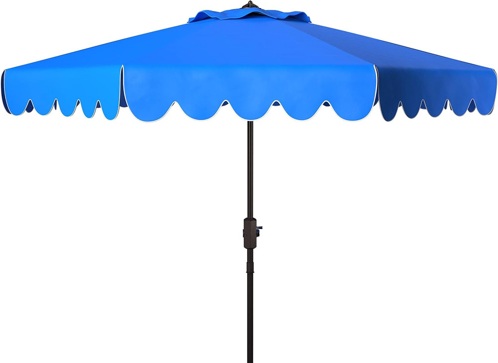 Venice Navy & White 9Ft Crank Outdoor Umbrella with Push Button Tilt