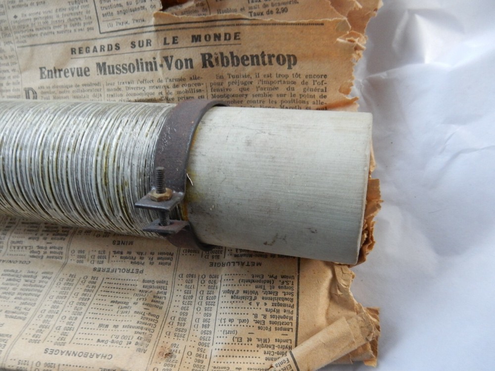 WW2 ERA CERAMIC AND WIRE COIL TRANSMITTER RESISTOR ??? SCIENTIFIC ?? WHAT