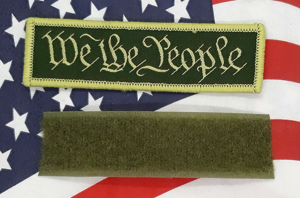 We The People - Morale Patch Subdued Green Hook & Loop Application 3"x 1"