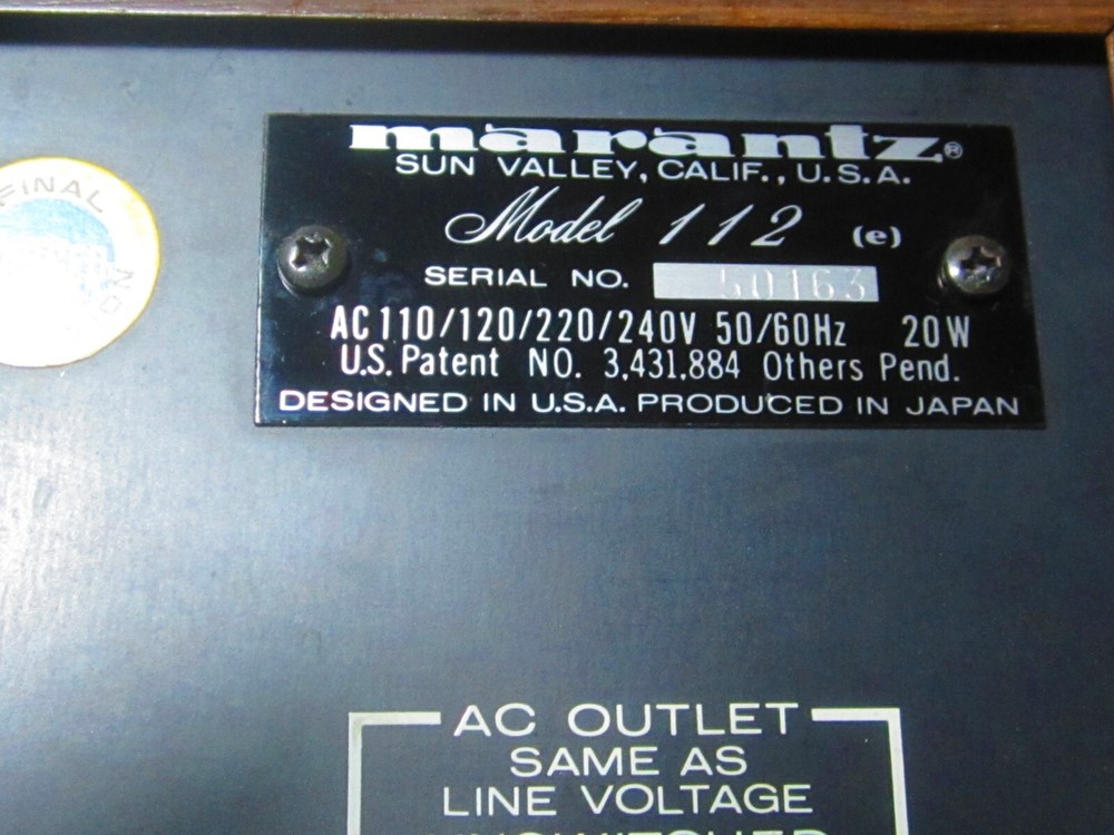 marantz AM-FM tuner model 112