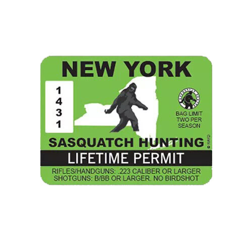New York Sasquatch Hunting Permit Sticker Decal