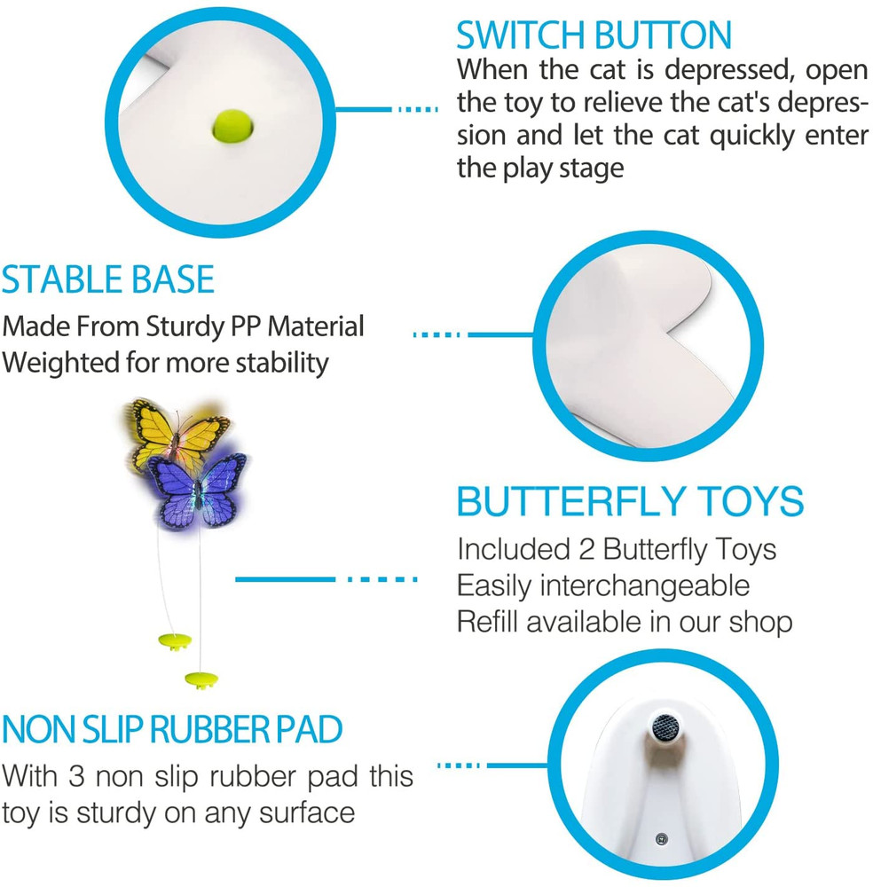 Cat Toys Interactive Butterfly Flutter Bug Cat Automatic Toy Stimulating Kitty T