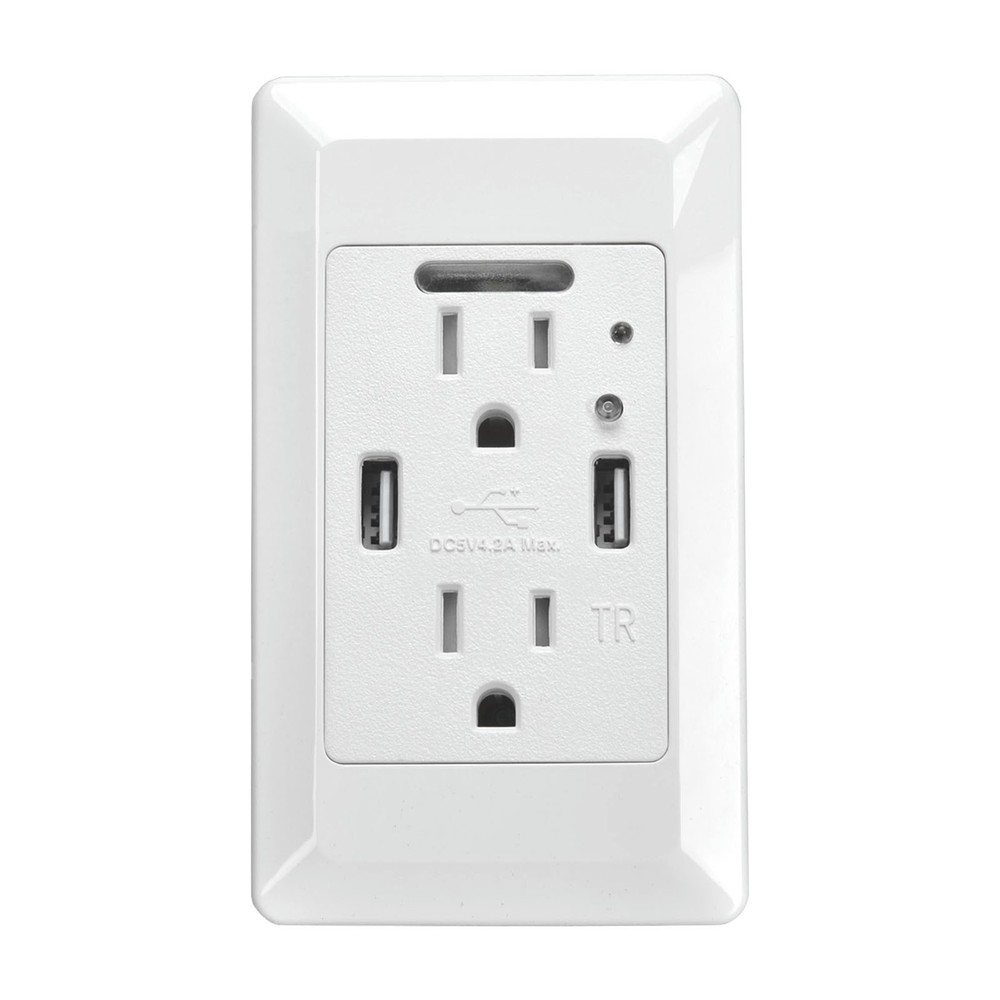 12x High Speed USB Charger Wall Outlet, with Power-Saving Auto Nightlight Sensor