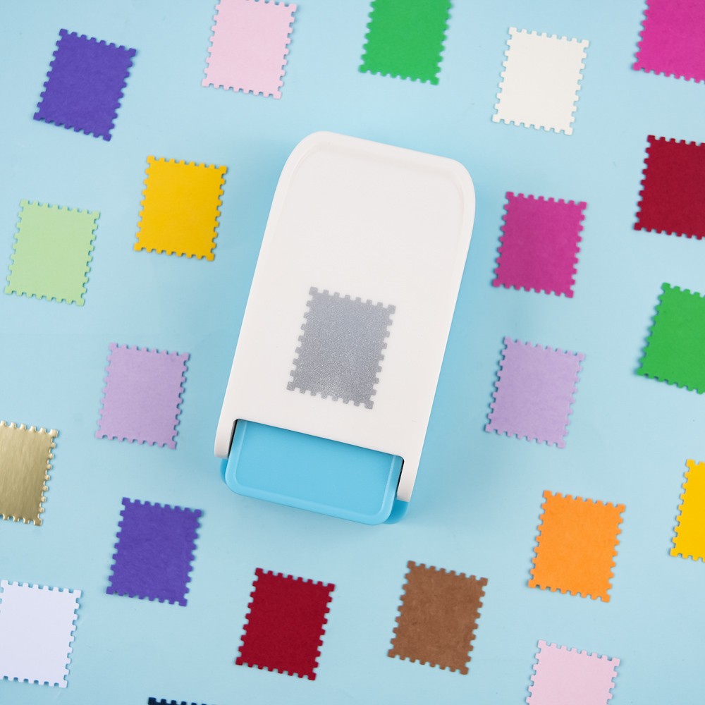 Silver 1x0.8inch Rectangular Postage Stamp Punch for Paper Crafting Scrapbooking