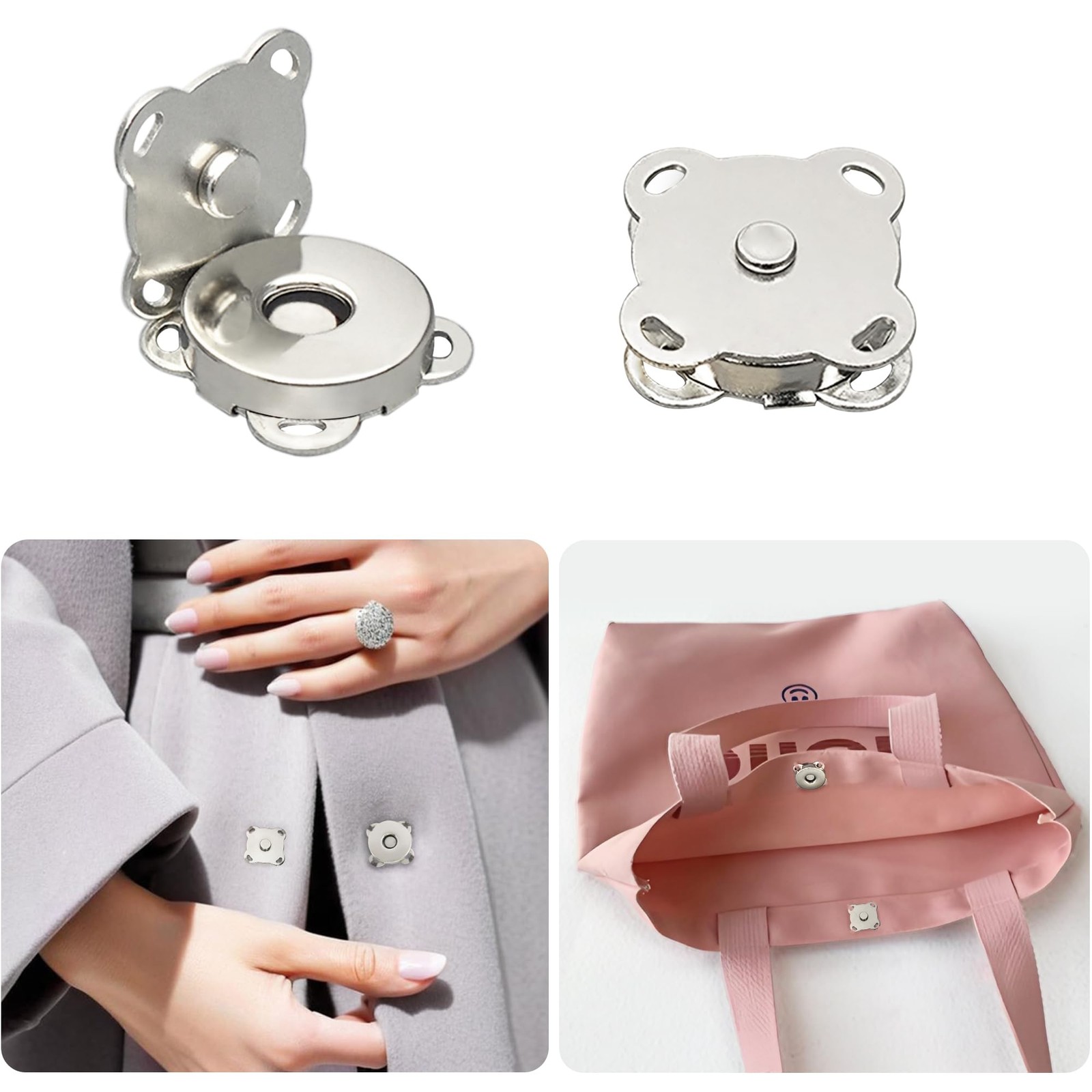 30 Sets Magnetic Snap Buttons,14mm Silver Button for 5.51,