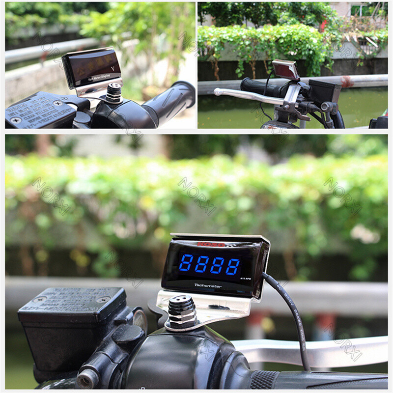 RPM Digital Inductive Tachometer,Waterproof Tiny Digital Hour Tach Meter Red