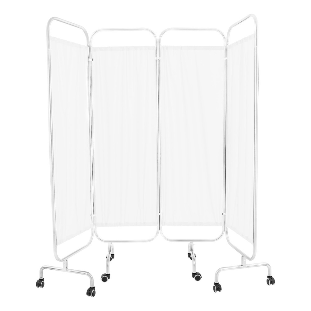 4 Panel Room Divider Rolling Folding Privacy Partition Screens Separation White