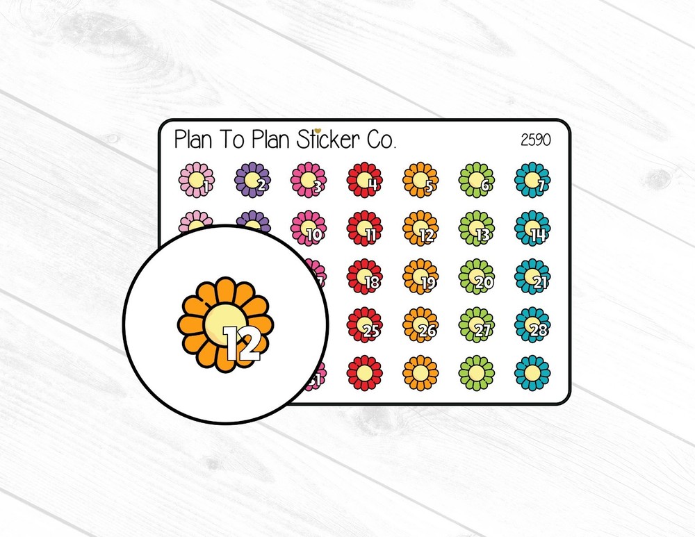 2590~~Flower  Date Covers Planner Stickers.