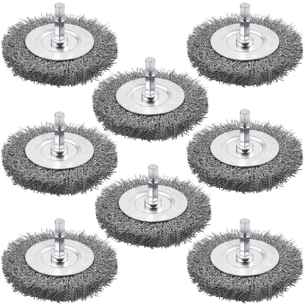 Supkiir 8 Pack 3inch Wire Wheel Brush for Drill, Drill Silver