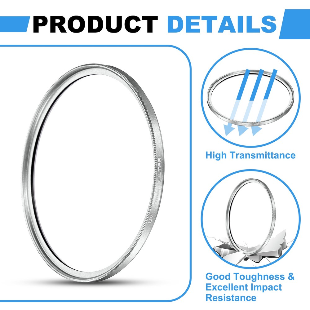 77mm Ultra Slim Lens Filter Multi Coating Camera Len Filter, Silver