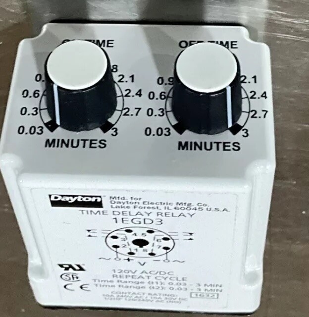 Dayton 1Egd3 Time Delay Relay, 120Vac/Dc, 10A, Dpdt, Max. Time Setting - Timer: