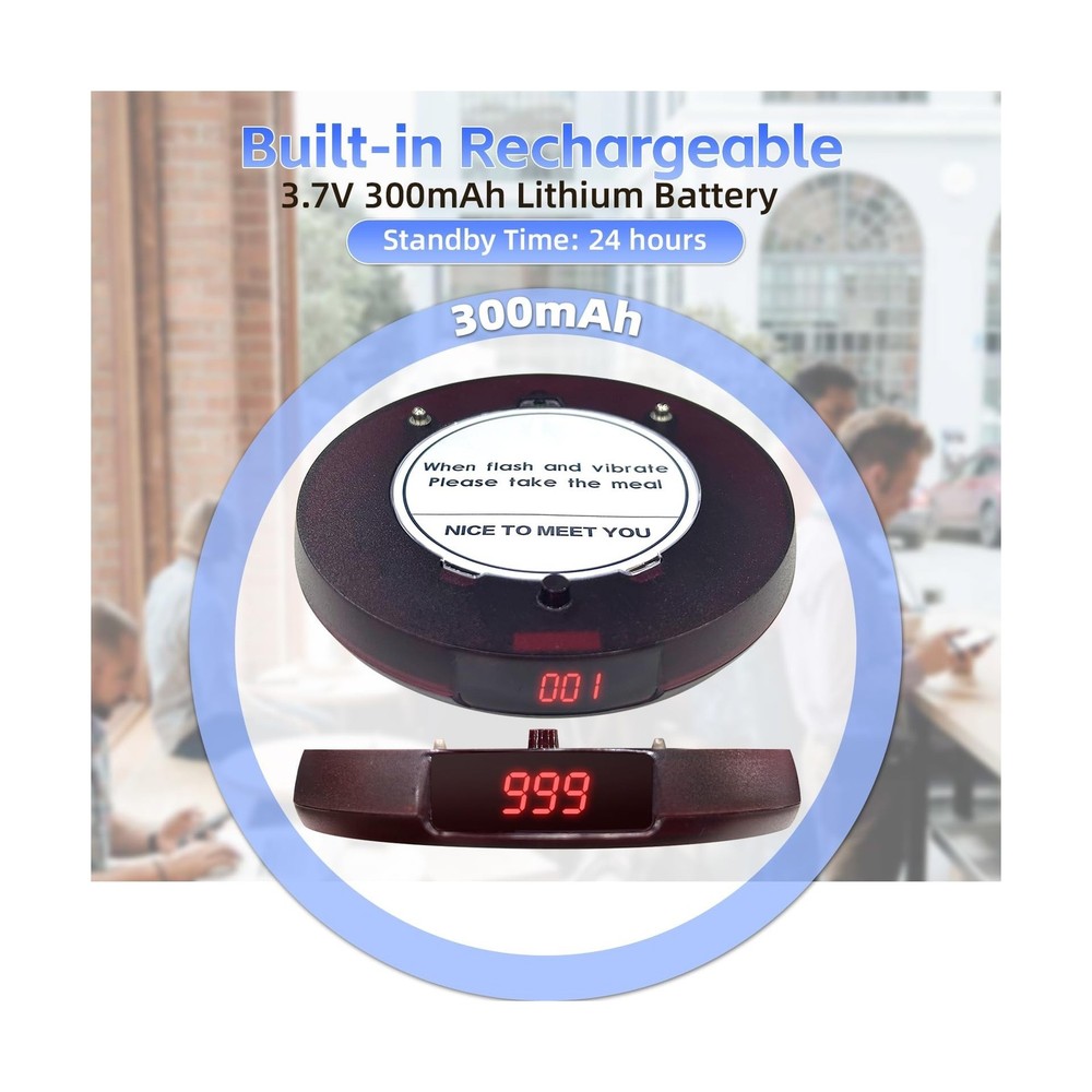 Pagers for Restaurants, 24 Coaster Beeper Restaurant Buzzer System with Beeps...
