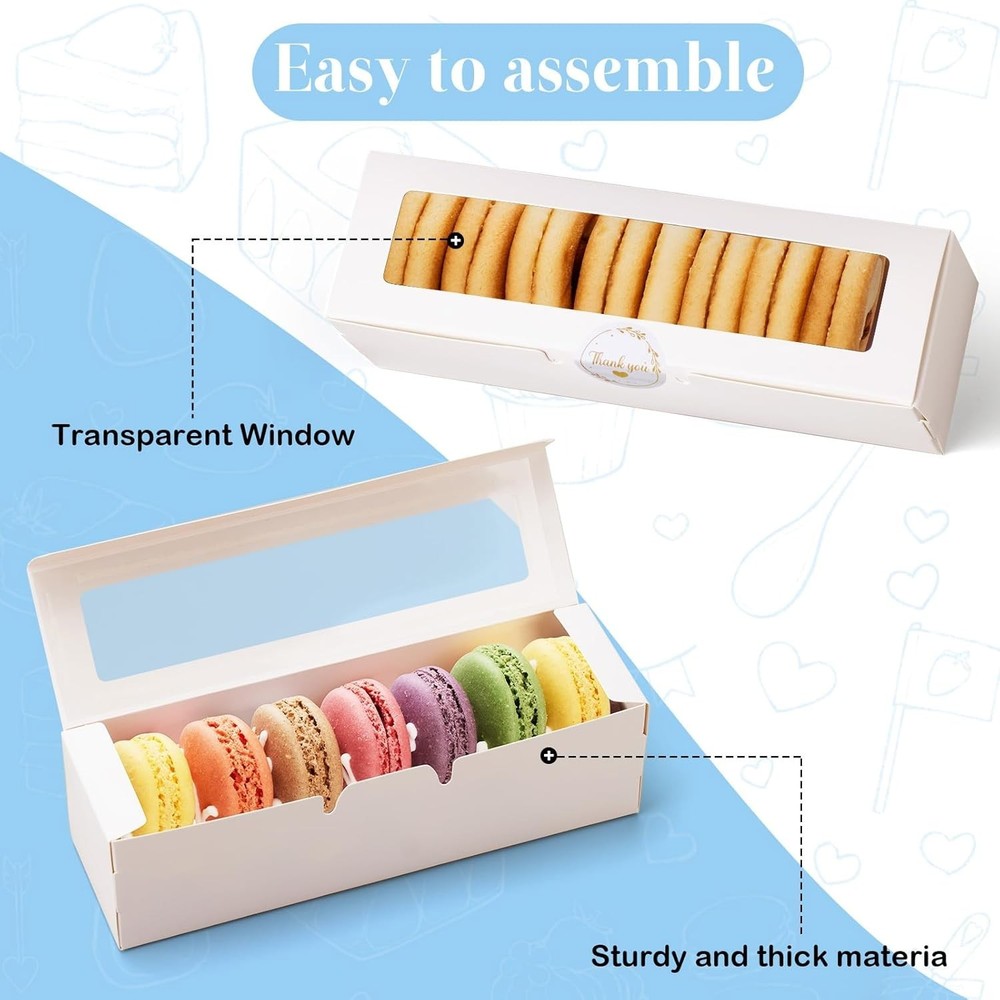 Durable 20 Pack Macaron and Cookie Boxes with Clear Window for Special Occasions