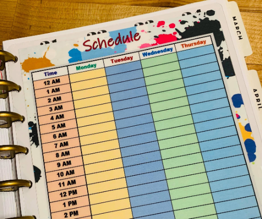 Schedule / Daily / Hourly Dashboard for use with the Happy Planner