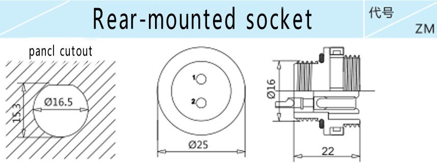 SD16 3 Pin Waterproof Connectors IP68 Power Cable LED Panel Light Current Plug