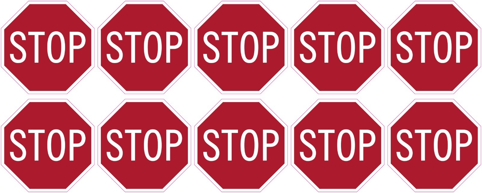 Stop Sign Stickers | 10 Vinyl Decals | 1.5" octagon shape | outdoor durable