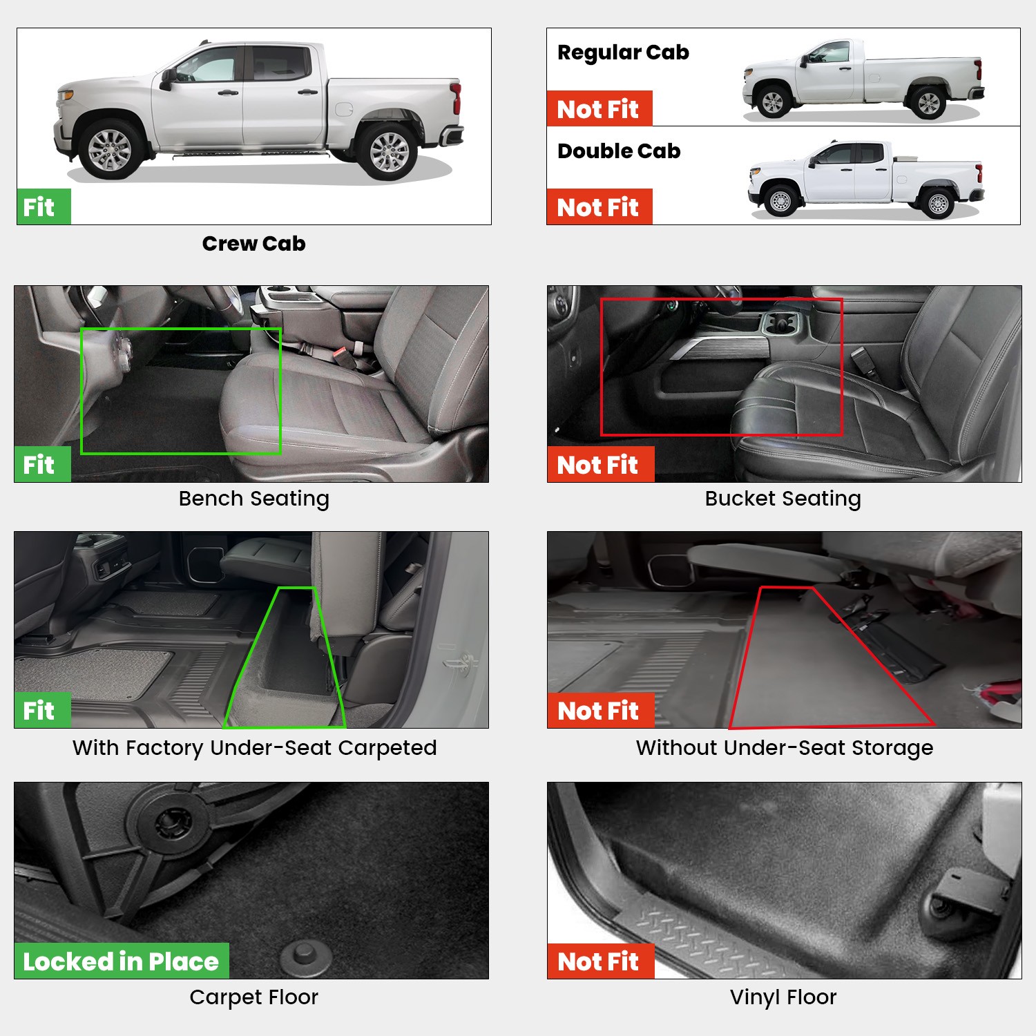 Floor Mats for Chevrolet Silverado 1500 / GMC Sierra 1500 2019-2025 Crew Cab