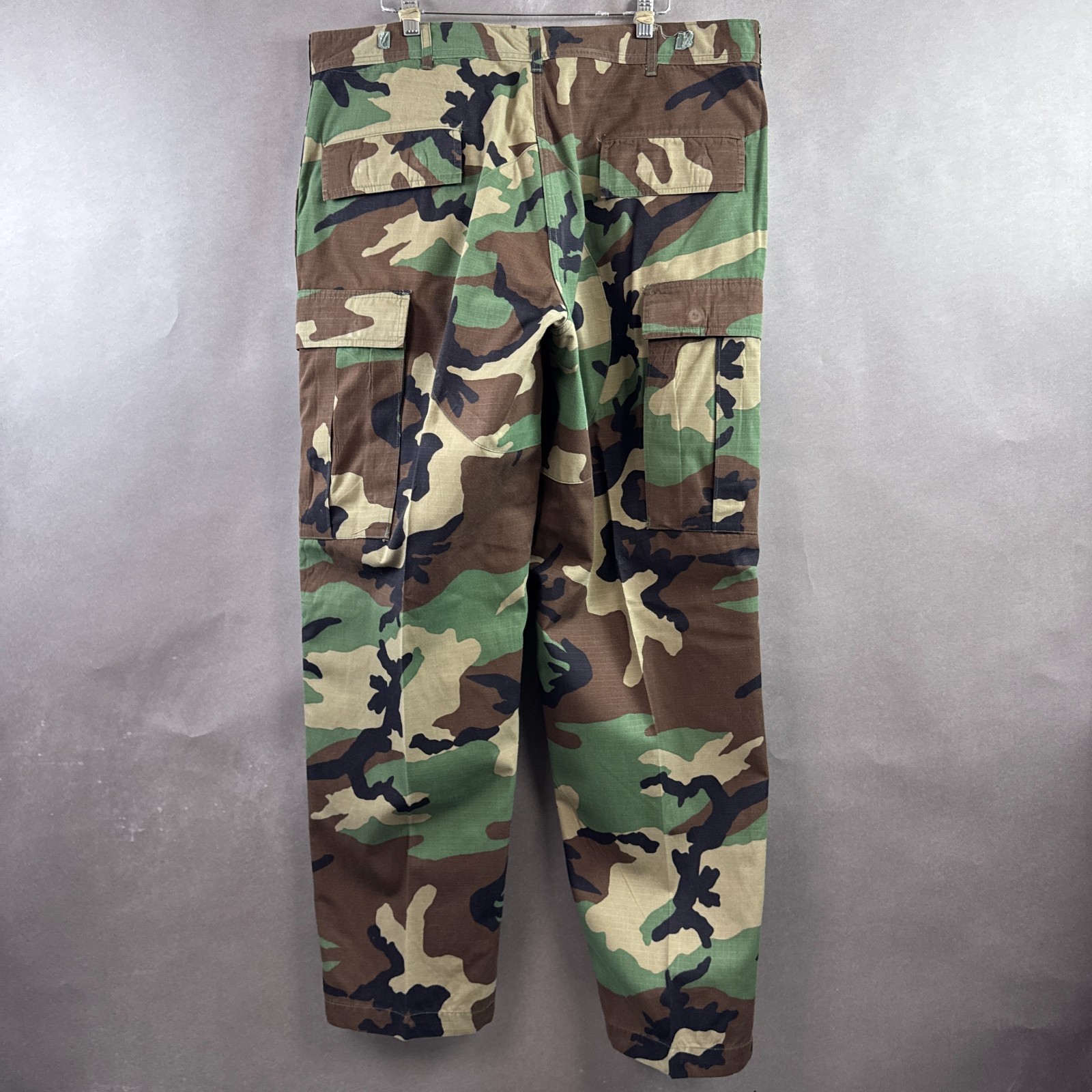 Vintage Military Pants Men 38x32 Green Camo Woodland Trouser Large Reg Distress