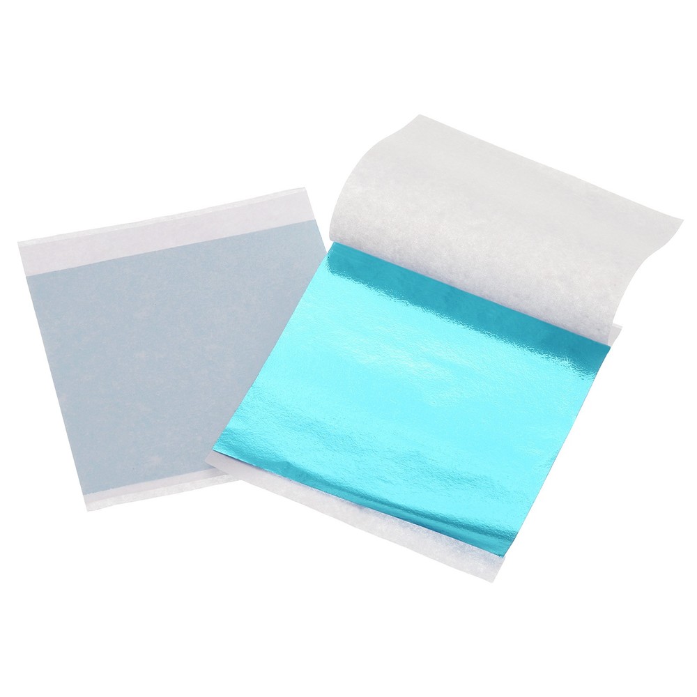100pcs Leaf Sheets, 3.5" x 3.5"  Foil Paper Sheets Light Blue