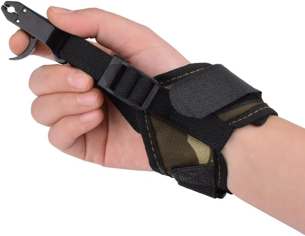 Compound Bow Release Adjustable Archery Camo Wrist Strap Trigger Caliper Left Ri