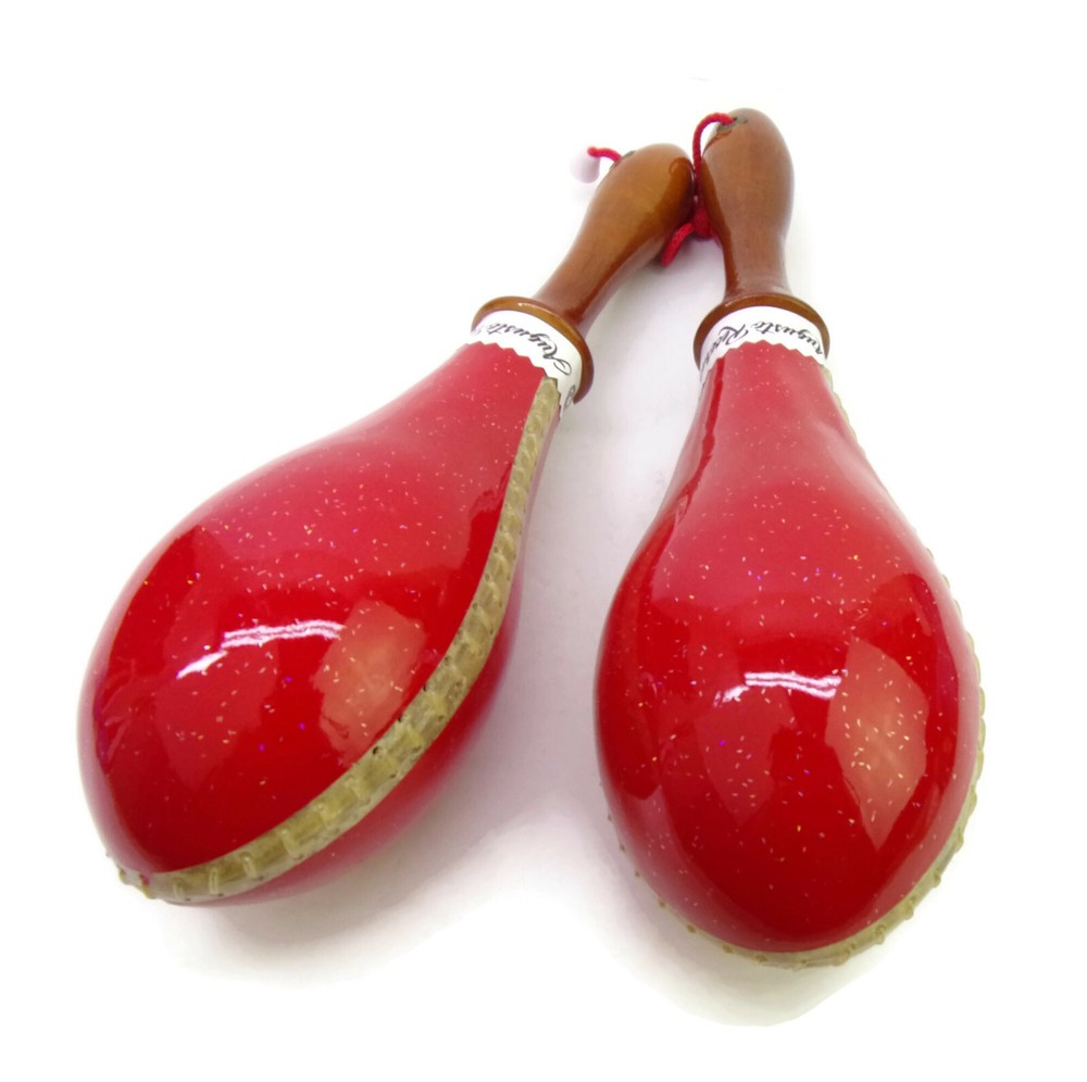 Full-Sized Professional Rawhide Maracas Shakers Percussion ~ RED
