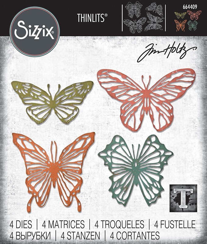 Sizzix Thinlits Scribbly Butterflies 4-PK set #664409 Retail $22.99 by Tim Holtz