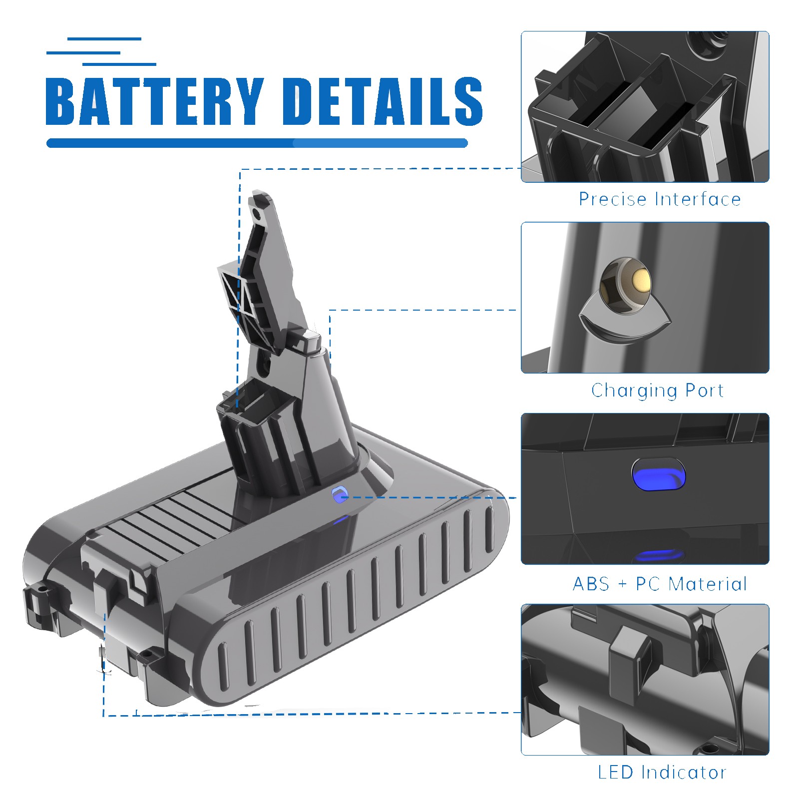 9.5AH For Dyson V7 21.6V High Capacity Battery V7 Animal Replacement Battery