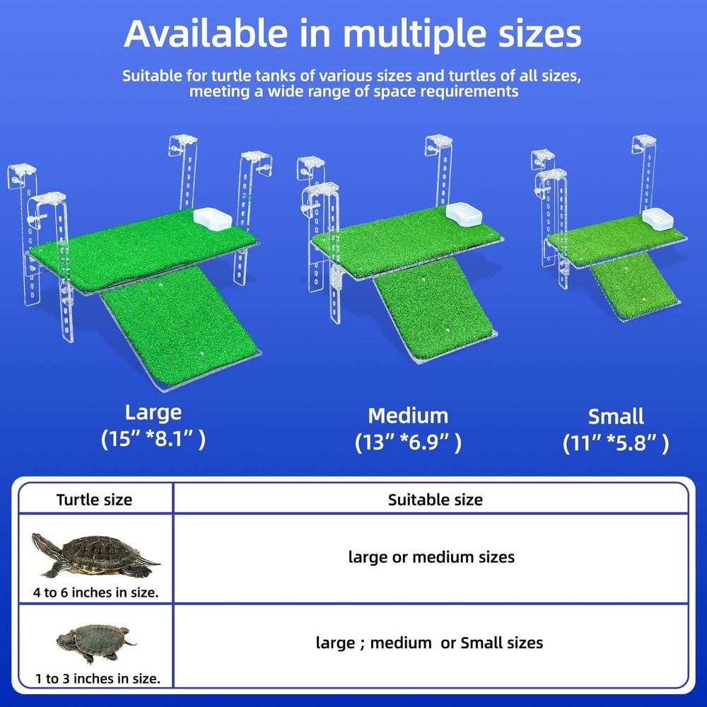 Adjustable Hanging Turtle Dock with Anti-Slip Artificial Grass Basking Platform