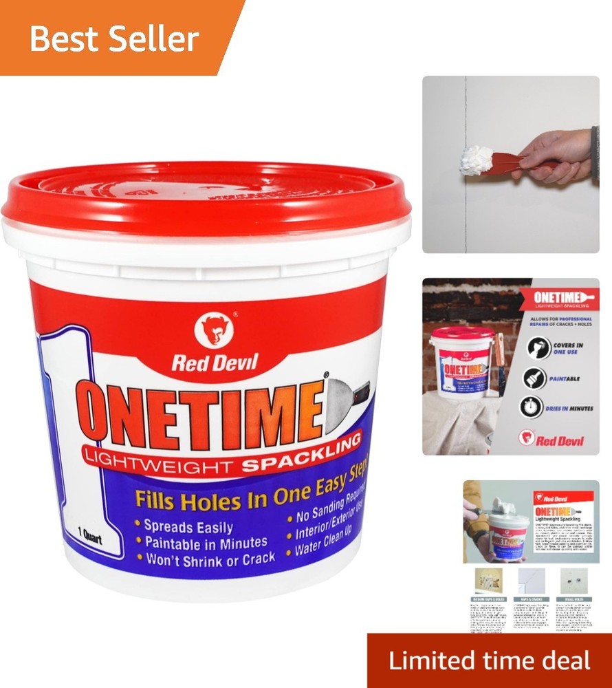 Versatile 1 Quart White Spackling Compound for Quick Wall Repairs - No Sanding