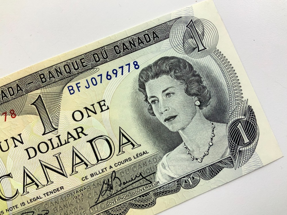 One 1973 Canada 1 Dollar Banknote Order Multiple for Consecutive JJ751