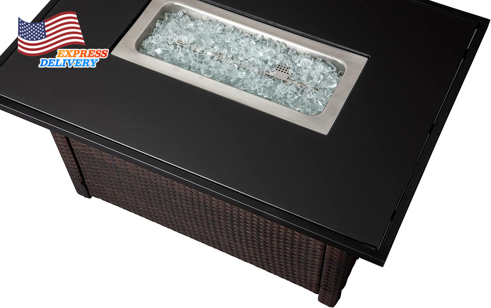 Rectangular Outdoor Gas Brown/Black Fire Table Multi Color