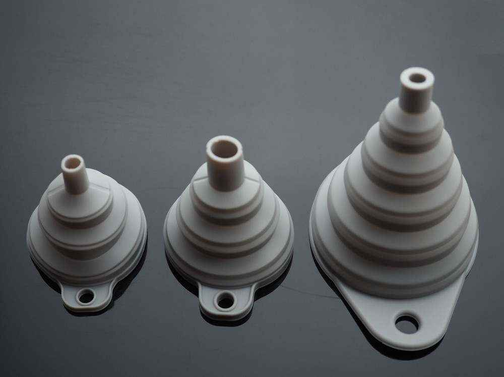 3pc Set Gray Foldable Funnel Silicone Rubber Collapsible Water Liquid Transfer