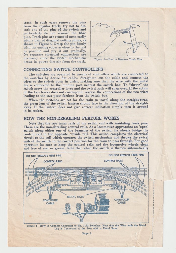 C1956 Lionel Install Instruction No 260 Bumper Operate 1122(E) Switch Model RR